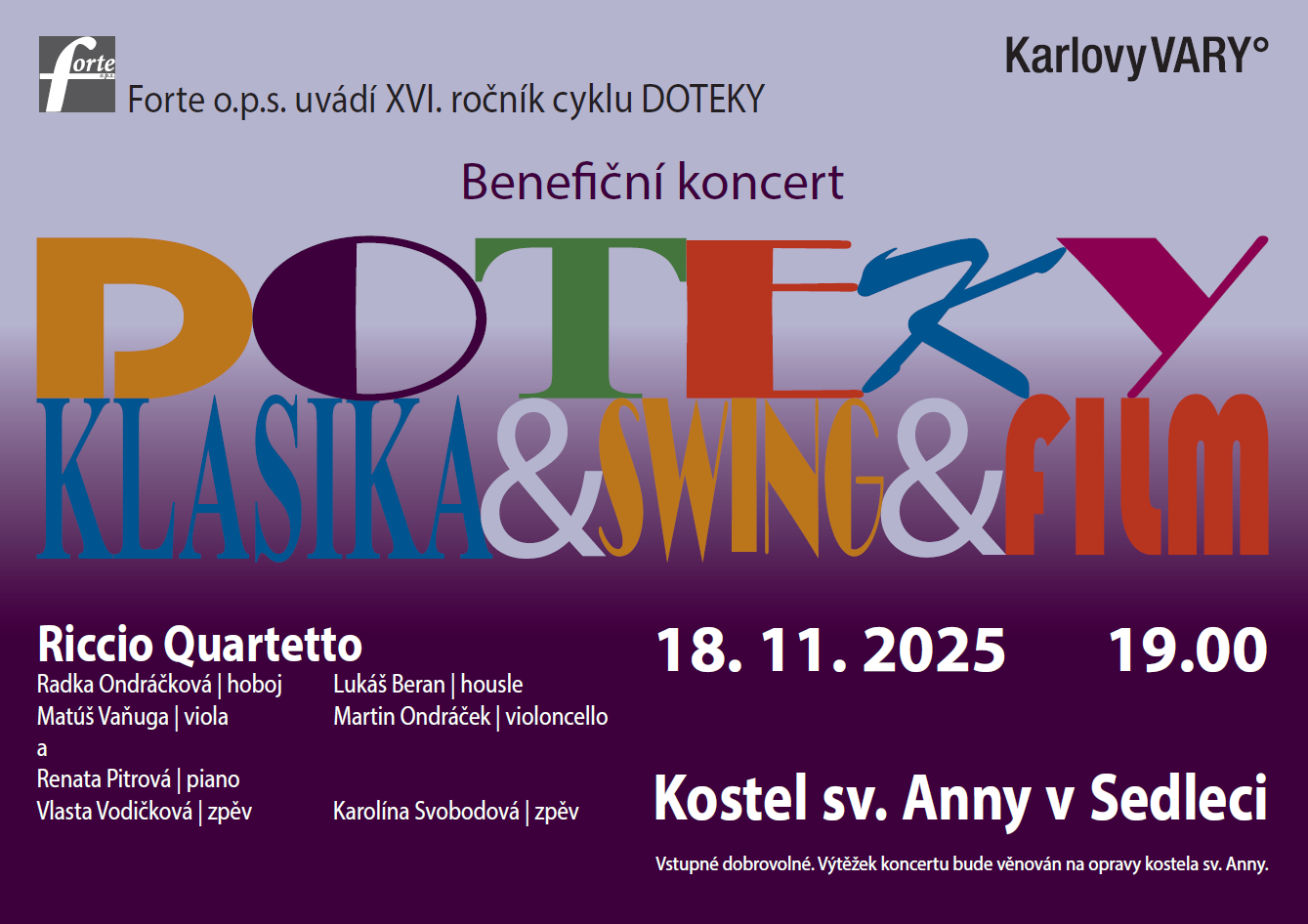 18. 11. 2025 od 19.00 hod – Koncert Doteky klasika & swing & film
